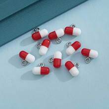 10 mặt dây chuyền hình viên thuốc nhỏ, phụ kiện trang sức bằng nhựa, nguyên liệu tự làm khuyên tai và vòng cổ. - Thuốc tự chế - Xem 15