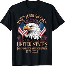 250th Anniversary United States Independence Eagle 1776-2026 T-Shirt - Black - View 1