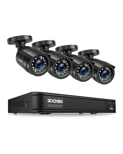  ZOSI H.265+ 3K 5MP Lite AI Home Security Camera System With Human Vehicle Detection, 8 CH CCTV DVR And 4 X 1080p Bullet Camera Outdoor Indoor, 80ft Night Vision, Remote Access, Motion Alerts (No HDD)