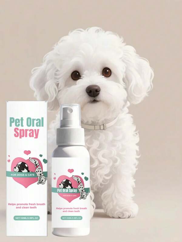 宠物口腔喷雾，适用于猫狗，清新口气，清洁牙菌斑，保护牙龈和牙齿。单支装宠物口腔清洁喷雾，清新口气，消除口臭，控制牙垢，冰淇淋口味。