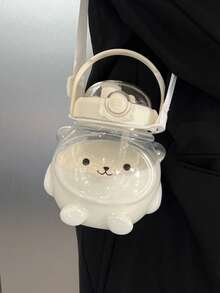 BENNY 1000ml Cute Bear Shaped Kids Water Bottle,Dual Lids (Straw & Sip), Detachable Strap &Handle, Leakproof | Eid Gift, Ramadan Special, Back To School, Christmas, Birthday Present For Boys Girls - Multicolor - View 10