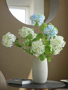 1pc French Style Double-Headed Wooden Hydrangea Flower, New Artificial Silk Hydrangea Flower In Blooming State, Suitable For Wedding Decoration, Home Decor, Spring Decoration, Indoor Decoration, Bedroom Decor, Living Room Decor, Outdoor Decoration, Garden Decor. Artificial Flower, Artificial Hydrangea. - Multicolor - View 2