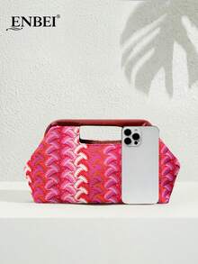 ENBEI Delicado Bolso de Mano Vintage Tejido Tipo Nube - Bolsa de Cosméticos, Bolso de Mano Plisado en Forma de V, Bolso de Playa para Mujer, Bolso de Concha de Moda, Minimalista Multifuncion - Multicolor 8 - Ver 4