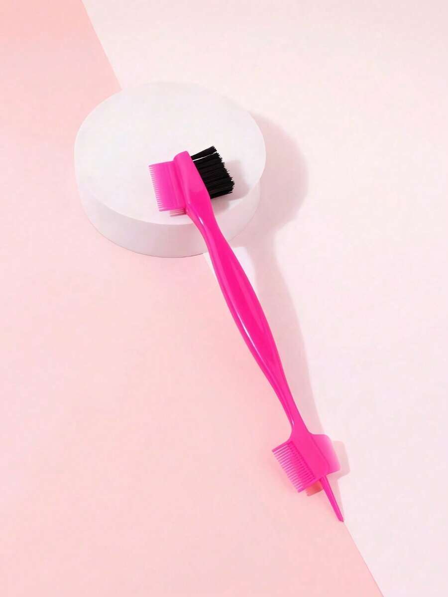 1PC Double Sided Edge Control Brush, 3-In-1 Styling Tool With Boar Bristles For Smooth Baby Hair And Eyebrows, Professional Hair Edge Brush For Natural Hair Styling, Anti-Frizz Grooming Kit For Women Girls, Travel Friendly Hair Accessories For Daily Use,Christmas Gift,Hair Tools,Hair Items,Travel Essential,Travel,Barber,Hairstylist,Barber Accessories,Valentine's Day,Hair Supplies,Hair Stylist,Barbershop,Salon,Vacation Essentials,Hair Products,Barbershop,Valentine's Gift,Travel Essentials For Women,Hair Stylist Tools - 玫紅色 - 查看 1