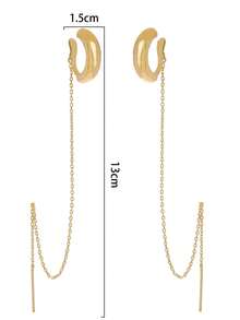 1 Pair Women's Plain C-Shape Element Copper Ear Cuff Earrings - Yellow Gold - View 8