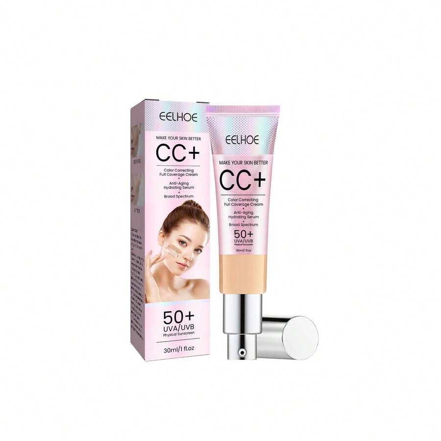 Crema CC reparadora facial : cobertura natural, resistente al agua, de larga duración, hidratante, reparadora e iluminadora para una piel radiante. - Tono de piel medio - Ver 1