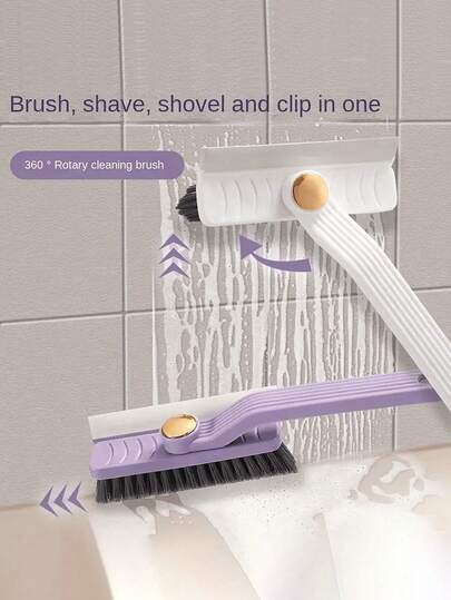 Cepillo de limpieza rotativo multipropósito 3 en 1, mango de plástico reutilizable, limpieza de 360°, operación manual sin carga, limpiador de grietas portátil, adecuado para azulejos de baño y cocina, paredes, pisos, baño, sala de estar, cocina, ventanas - Herramienta de limpieza ideal para la temporada de otoño/invierno