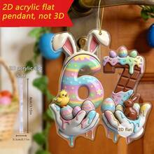 1 pieza Colgante con forma de conejo de Pascua de dibujos animados, decoración colgante de coche con forma plana de conejo de acrílico con el número 67, accesorio para mochila, regalo de pareja - Adorno de conejo - Ver 5