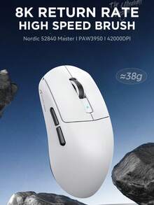 R6 无线鼠标，轻量级 PAW3950 电竞 42,000 DPI 游戏 3 模式蓝牙 8K 鼠标 - 查看 2