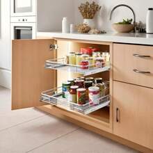 Organizador de gabinete extraíble 20 pulgadas de ancho x 21 pulgadas de profundidad estantes para armarios de cocina cajones enrollables estante deslizante de metal resistente montaje - 1 ser - Ver 7