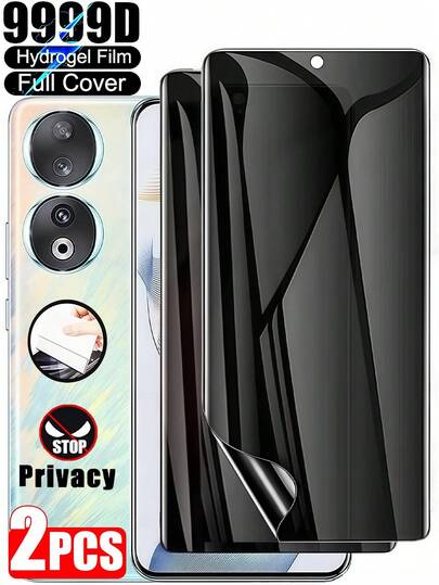 2片装防窥水凝胶膜，手机屏幕隐私保护膜，兼容华为/荣耀等品牌，防爆、防刮、防窥保护膜，光滑油层，划痕自动修复，简单易贴，软膜材质 [非玻璃]