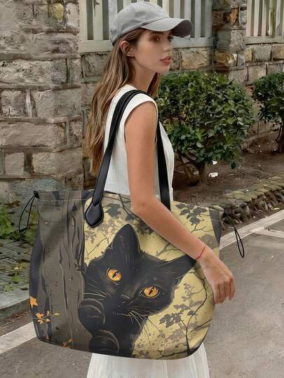 动物图案手提包，带化妆包，适合购物、旅行和海滩，是理想的礼物，大容量女士手提包