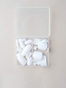 48pcs Square White Glossy Nail Stickers & Toe Stickers Set, Short Acrylic False Nails And Toenails, Solid Color Reusable, Suitable For Summer Holiday Decoration For Women And Girls - White - View 7