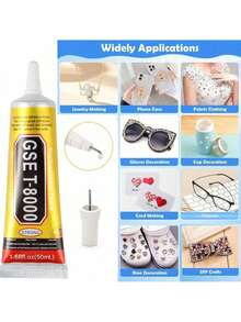B-7000 手工水晶胶，50ml/110ml（3.7 液体盎司）透明 B-7000 超级珠宝粘合剂，透明工业胶水，适用于织物、手机壳、珠宝制作、水晶宝石、石头、木材、玻璃等。 - 無色 - 查看 8
