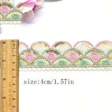 1/5 yard Dentelle métallique à paillettes multicolores à code-barres ondulé hydrosoluble, convenant à la décoration de hanfu, de cheongsam. Matériau de ruban tissé applicable pour la décoration de robes de mariée, de tenues de cérémonie, de décoration intérieure, de rideaux, de nappes, de vêtements DIY, de vêtements de poupée, de décoration intérieure et de couture pour débutants - Multicolore - Voir 9