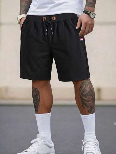 男士夏季轻薄短裤 - 冰丝般清凉，速干宽松休闲户外运动裤，带拉链口袋，适合跑步、徒步、海滩、夏季运动穿着 | 运动休闲短裤 | 轻薄面料 黑色