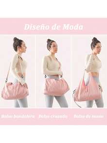 Women's Gym Bag, Large Capacity Handbag, Yoga Bag, Yoga Mat Shoulder Bag, Lightweight Fabric Hobo Tote Bag, Foldable Travel Bag, Suitcase - 黃芥菜 - 查看 2