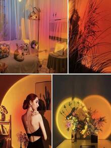 1 Stück USB betriebene LED Sonnenuntergang Projektionslampe, einstellbarer Winkel Sonnenuntergang Stimmungslicht, LED Nachtlicht geeignet für Fotografie/Party Dekoration, Wohnzimmer, Schlafzimmer, Camping, Hochzeit, auch ein tolles Weihnachtsgeschenk für Frauen, Mädchen, Freunde und Familie - Verschiedenfarbig - Übersicht 7