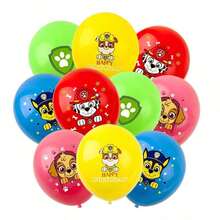 Paw Patrol 18入/10入 Woof Team 氣球附緞帶，Woof Patrol Team 主題 12 吋乳膠氣球，卡通派對氣球，派對裝飾氣球，增添氛圍（隨機款式） - 彩色 - 查看 8
