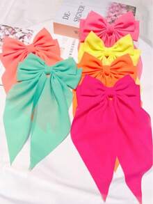 6 st minimalistiska fluorescerande rosettband elastiska hårspännen - Multifärgad - Visa 1