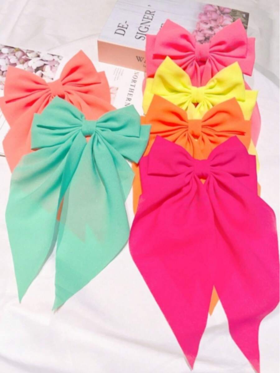 6 st minimalistiska fluorescerande rosettband elastiska hårspännen - Multifärgad - Visa 1
