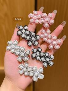 6pcs Colorful Flower Hair Clips, Sweet Style Hair Accessories Suitable For Daily Use - Multicolor - View 1