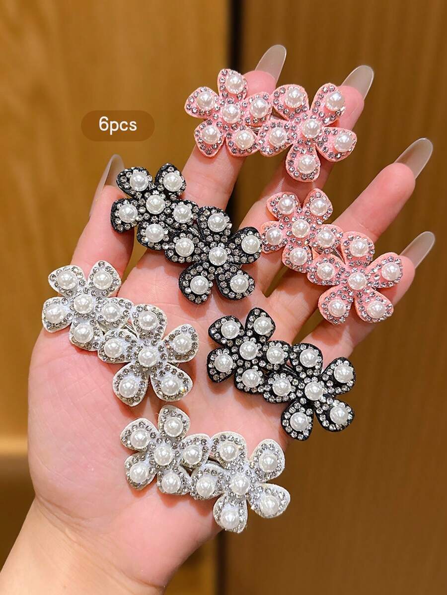 6pcs Colorful Flower Hair Clips, Sweet Style Hair Accessories Suitable For Daily Use - Multicolor - View 1