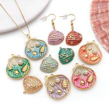 2 chiếc mặt dây chuyền hình vỏ sò bằng thép không gỉ tráng men, mặt dây chuyền kim loại hình vỏ sò màu vàng, thích hợp làm vòng tay, móc khóa, trang sức thủ công. - Nhiều màu - Xem 6