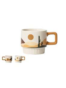 1 cană ceramică cu model geometric minimalist, cană de apă creativă pentru micul dejun la birou, potrivită pentru cafenea, magazin de deserturi, birou, cadou - Multicolor - Vizualizare 10
