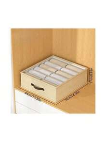 1 pieza Caja de almacenamiento de ropa color beige, caja de almacenamiento de pantalones, organizador de almacenamiento con divisores, almacenamiento de armario, caja de almacenamiento de ropa y pantalones de doble nivel, adecuada para almacenamiento y organización en el hogar - Multicolor - Ver 4