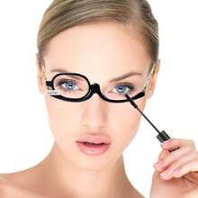 180°翻转放大化妆眼镜，豹纹化妆眼镜 - 黑色 - 查看 7