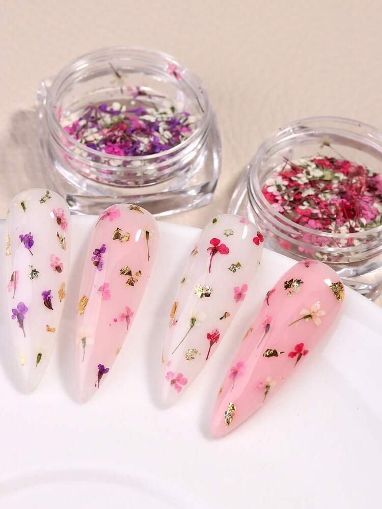 春日花朵美甲装饰，彩色粉色花朵美甲贴纸，盛开的花朵美甲，美甲装饰，花朵图案，美甲配件用品 - 彩色 - 查看 5