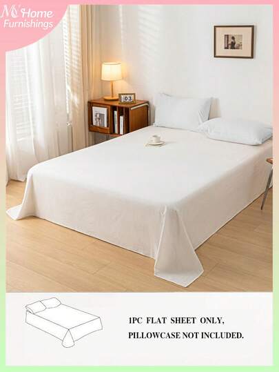 1pc Ivory White Flat Sheet, Soft Bedding For Dorm, Bedroom, Casual Daily Use, Back To School, Available In Twin, Full, Queen, King Size