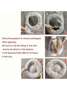 纯色毛绒不可拆卸圆形宠物窝，舒适可机洗，适合小型至中型宠物，室内外均可使用。 - 卡其色 - 查看 5