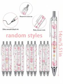 12pcs Washable Neutral Pens With Black Ink, Suitable For Students And Office Use, Gifts For Baby Shower Party - Ohbaby Pink Pen - View 5