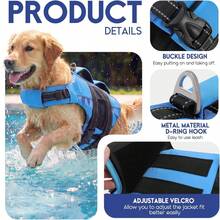 1pc Adjustable High Buoyancy Dog Life Jacket With Reflective Strips, Durable Pet Flotation Device For Swimming And Boating, Lightweight For Small/Medium/Large Dogs - Blue - View 5