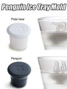 企鹅和北极熊造型冰格，可用于制作威士忌、鸡尾酒、果汁冰块 - 彩色 - 查看 1