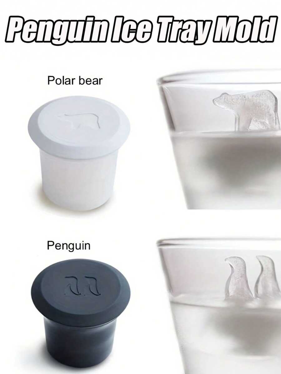 企鹅和北极熊造型冰格，可用于制作威士忌、鸡尾酒、果汁冰块 - 彩色 - 查看 1