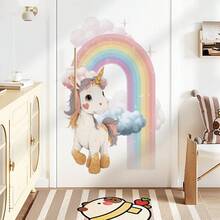 2pcs Rainbow Unicorn Removable Wall Stickers, Bedroom/Door Decor Mural Decals - 69271-snowy Cheeks - View 6