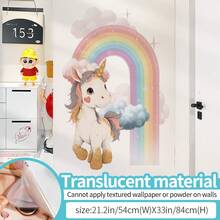2pcs Rainbow Unicorn Removable Wall Stickers, Bedroom/Door Decor Mural Decals - 69271-snowy Cheeks - View 8