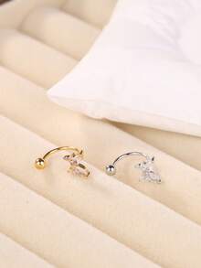 4 chiếc/1 chiếc Khuyên mũi hình bướm, sao, hoa và nơ đính đá CZ, khuyên mũi hở màu vàng, trọng lượng 20G, đầu bi xoay, trang sức xỏ lỗ mũi cho nữ - Vòng mũi - Xem 3