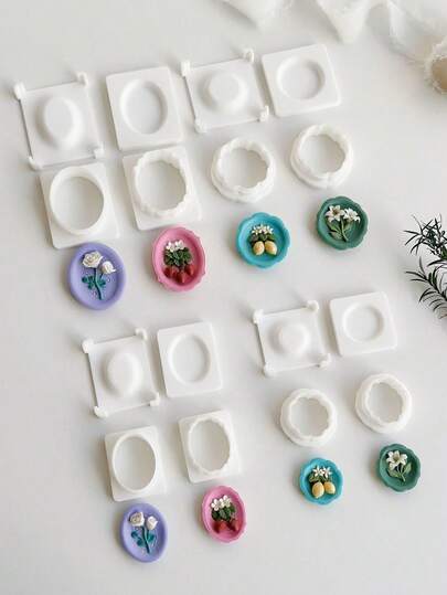 5PCS Cottagecore Mini Tray Clay Mold Set, Polymer Clay Mold For Earring Making