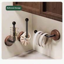 Creative Solid Round Wallmount Clotheshook, Beechwood & Walnut Fiber Hook, Hole-Free Hanger, Suitable For Living Room - Multicolor - View 4