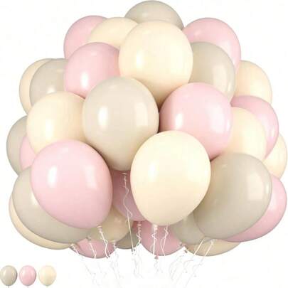 45pcs 10-Inch Matte Pink, Matte Yellow, Ivory Latex Balloon Set, Suitable For Valentine's Day, Birthday Party, Baby Shower, Wedding, Theme Party, Gender Reveal Party, Cocktail Party, Anniversary, Traditional Festivals, Important Holidays, Prom And Other Celebration Decorations. Ribbon Accessory Available.