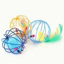 1pc Interactive Cat Toy With Tail - Artificial Feather. Endless Fun Hamster Cat Toy, Made Of Durable Fabric Material, Cat Interactive Toy - Multicolor - View 10