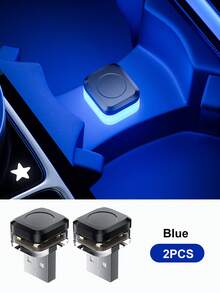 2 piezas Luces de ambiente USB para coche, Luces decorativas LED portátiles mini, Luces de modelado de ambiente para fiestas, Adecuadas para accesorios interiores de automóviles, RGB/Azul/Blanco/Rojo - 2 piezas - Ver 18