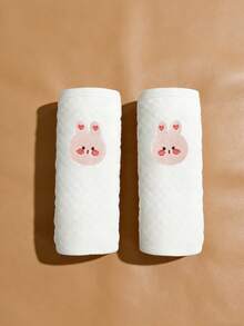 1对升级版卡通肩垫，婴儿推车配件，柔软透气肩垫，可爱小熊设计，四季通用推车肩垫，防摩擦，婴儿旅行必备 - 小兔 - 查看 3