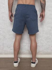 Men's Bermuda Shorts In Twill Fabric With Elastic Waistband - 藍色 - 查看 5
