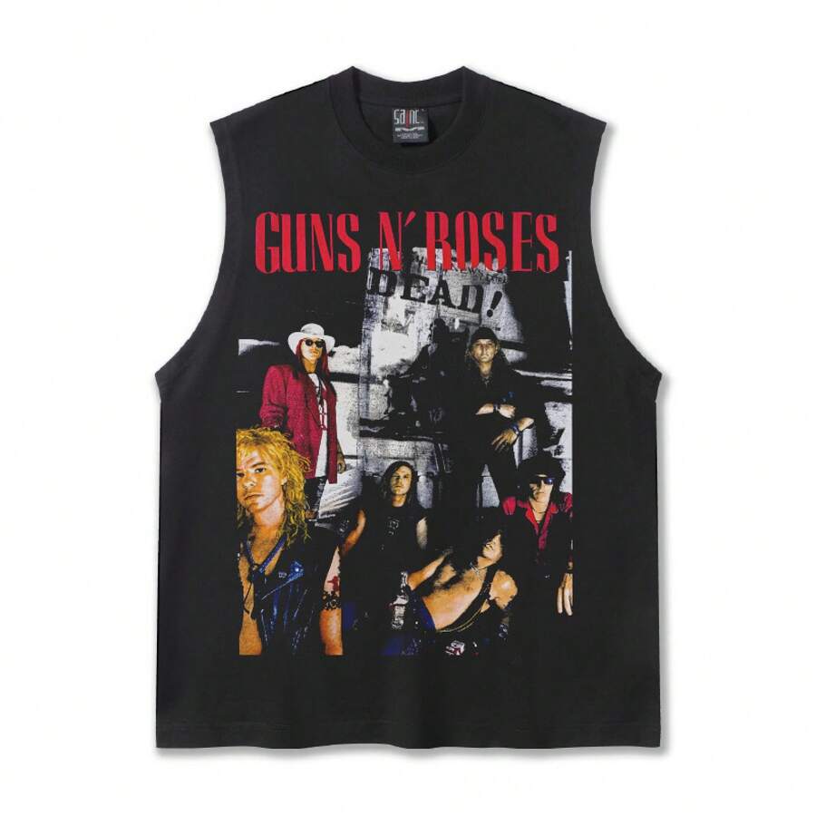 Nueva y popular camiseta sin mangas de verano 2025, estilo retro americano GUNROSE, cuello redondo, estampada, estilo urbano.