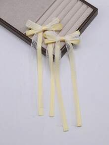 2件套优雅蕾丝缎面蝴蝶结发饰，女士高端发夹，时尚发饰，带缎面尾饰，爪夹，发卡，发爪，发夹，发卡 - 淺藍色 - 查看 9